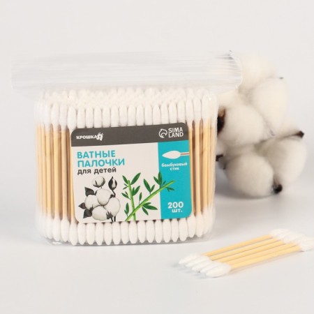 Cotton sticks, package 200 pcs., Tip - sharp, cotton/bamboo (stick)-1