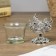Glass candlestick, plastic on 1 candle "Back" glass on the leg silver 7.5x6x6 cm