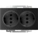 Double socket with grounding WL08-SKG-02-IP20, black matte color
