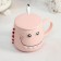 Ceramic mug with a lid and a spoon "Zubastik", 480 ml, color mix