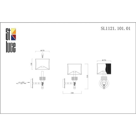 Sconces st. SL1121.101.01. Oleo. 1x40 W, E14, 17x22.7 cm, Nickel color-12