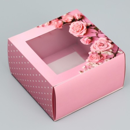 Gift-bearing box folding, packaging, “delicate roses”, 14 x 14 x 8 cm-3