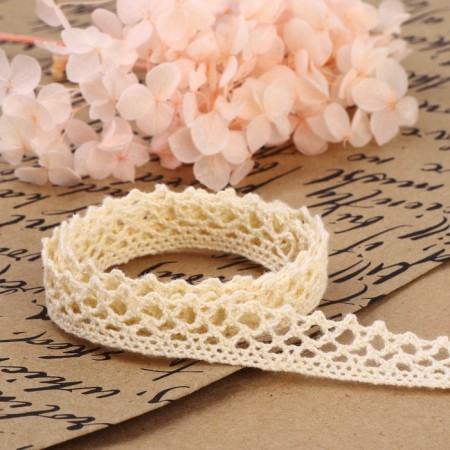 Knitted lace, 15 mm × 15 ± 1 m, beige color-2