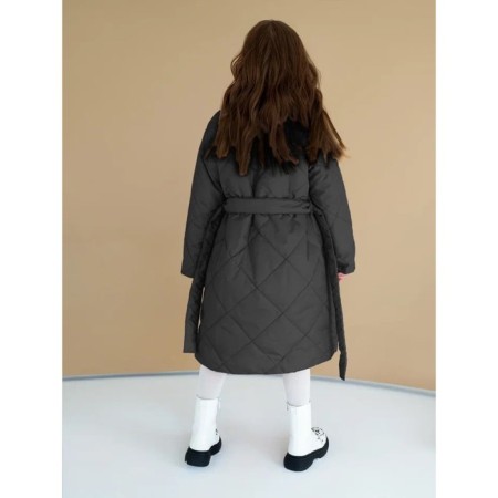 Stygoy coat for girls Pretty, height 128-134 cm, color graphite-11
