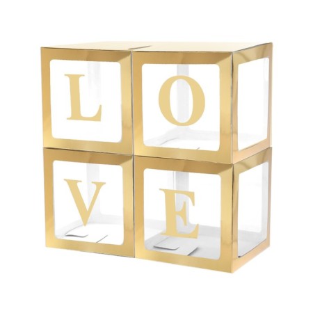 A set of boxes for balloon balls, gold, 30x30x30 cm, 4 pcs.