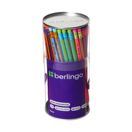 Black -granographic pencil Berlingo "Fuze", HB, three -sided, sharpened, with an eraser, assorted-4
