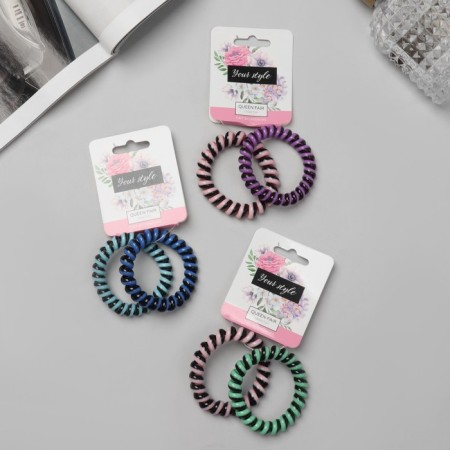 Hair gum "Spring" (set 2 pcs) strips, 5.5 cm, mix-1