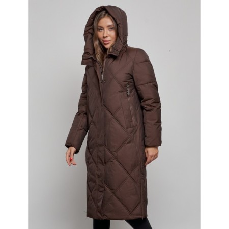 Coat insulated winter female, size 48, color dark brown-5