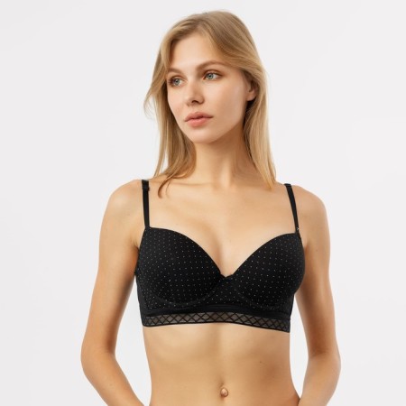 Women's bra, black/white peas, size 75b