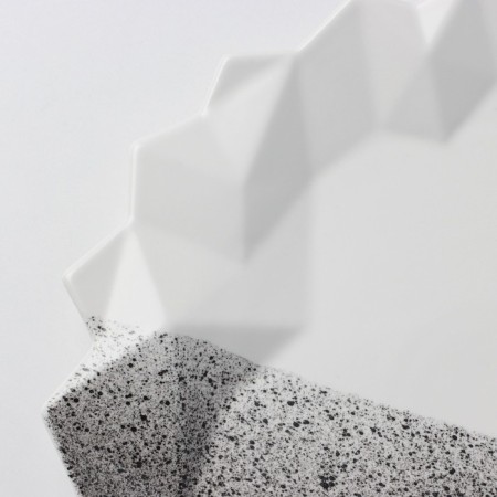 Ceramic plate "Snow Mountains", 27 cm, black and white color-3