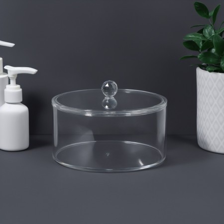 Organizer D/Storage with a lid 1 sect 14*14*9.3cm transparent nakl QF-5