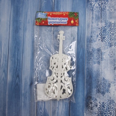 Christmas tree decoration "Cello" 17x7 cm, white-2