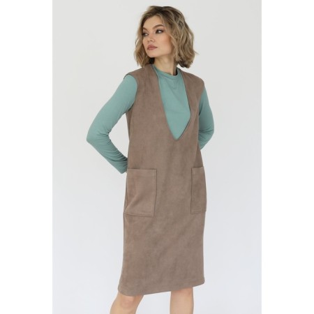 Surafan from suede with a deep neckline, size 42-5
