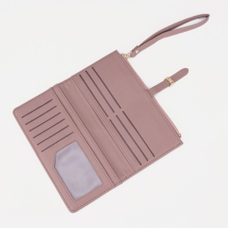 Women's wallet on the button, pink color-3