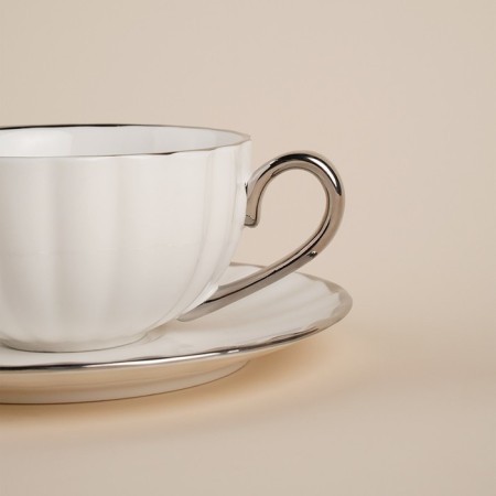Tea steam porcelain SL Home "Garda", 2 items: a cup 200 ml, a saucer d = 15 cm, white color-1