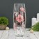 Vase "Barrel" H 260 mm. From transparent glass (manual painting) Fig. Hibiscus (r.ch.)