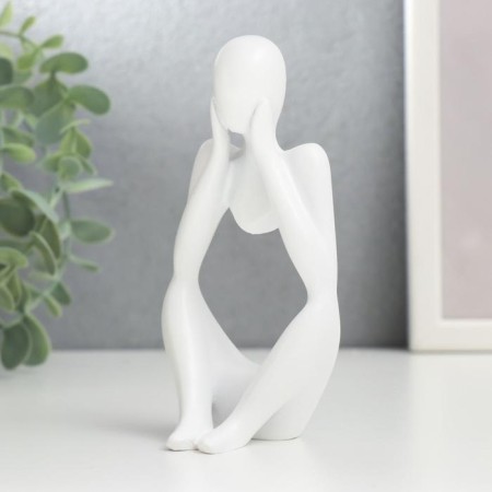 Souvenir Polystone "Abstraction - I do not hear anything" white 12.7x5.3x6 cm-3