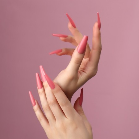 Patch nails, 100 pcs, in a container, pink color-3