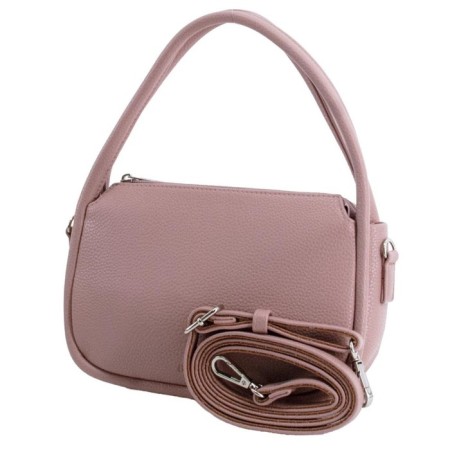 Bag women, genuine leather, pink, 24.5x7x29 cm