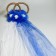 Fata on the hood with rings from tulle on the corner, blue