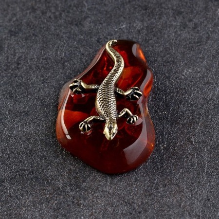 Souvenir "Lizard", brass, amber. 2.5x, 5x1 cm-3