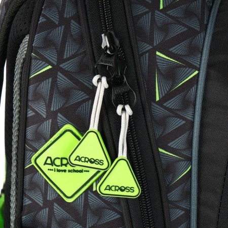 School backpack 40x33x15cm, ergonomic back, Across 410, gray/green-8
