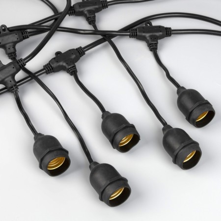 Girland "Retro BelT-LIT" with overhangs 10 and 20 cm, 10 m, IP54, UMS, 2W, dark thread, step 50 cm, E27 (without lamps), 220 V-4