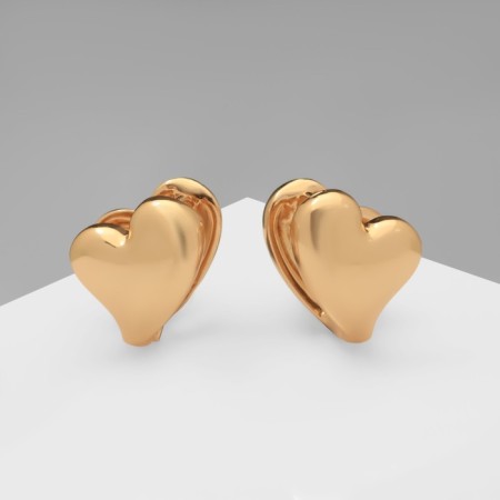 Earrings Metal "Chord" heart, color gold