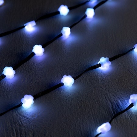 Smart garland "thread" 5 m dews with nozzles "flowers", IP20, silver thread, 100 LED, remote control, application, glow RGB, USB-6