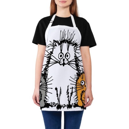 Apron kitchen with a “furry cats” photo print, adjustable, size OS