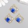 Decor for creativity metal, rhinestones "rhombus with azure" 2.6x2.4 cm