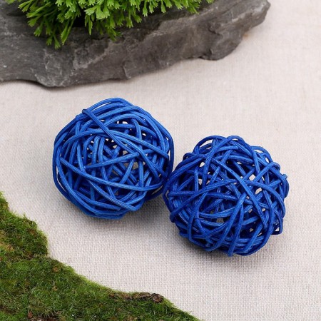 Decorative ball of vines, set 2 pcs., Size 1 pc. - 5 cm, blue color