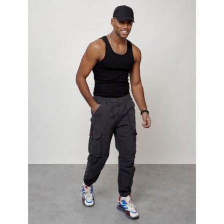 Cargo jeans men, size 48, dark gray color-6