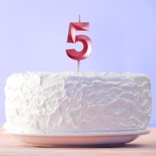 Свеча для торта, цифра «5», розовая.