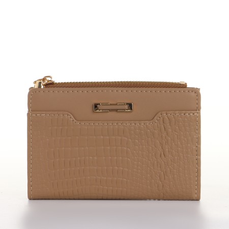 Women's wallet on the button, beige color-2