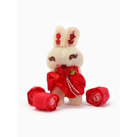 A set of soap roses in a box is 8 pieces, red and white with a hare-7