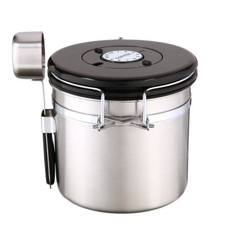 A sealed container for storing ground coffee and coffee beans, 1.2 l, 12 x 12 cm, gray-2