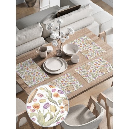 A set of napkins for setting the table "Tulips as a gift", rectangular, rounded edges, size 30x46 cm, 4 pcs-1