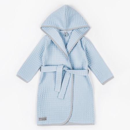 Baby robe with a hood Waffle, height 98-104 cm, blue color-6