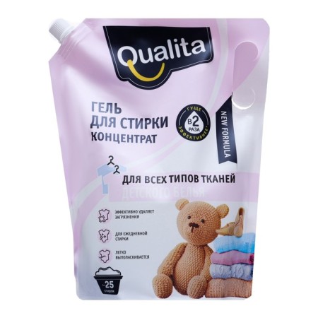 Liquid for washing Qualita, gel, for washing children's linen, 1 liter