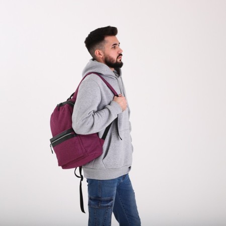 A backpack with a zipper, "saxi", outer pocket, lilac color-8