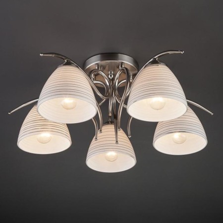 MEGAN chandelier, 5x60W E27, Nickel color