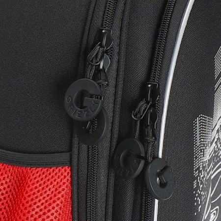Frame backpack, 36 x 28 x 20 cm, Grizzly RAZ-287, with a cardholder, black/red RAZ-287-81-8