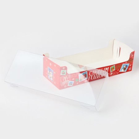 Box for confectionery products with PVC "Post", 30 x 8 x 11 cm, new year-2