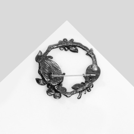 Book "Flowers and Stones" on a twig, black-gray color in gray metal-1