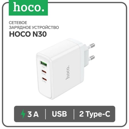 The N30, USB/2TYPE-C, 3 A, white-white network charger.