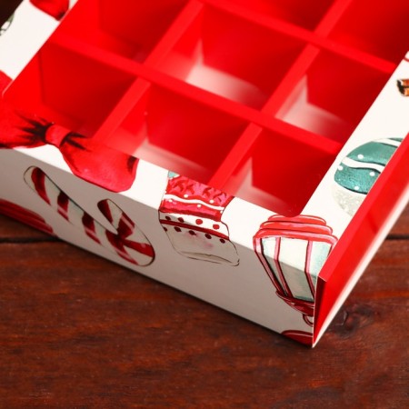Folding box under 9 sweets, New Year's flashlight, 13.7 x 13.7 x 3.5 cm-3