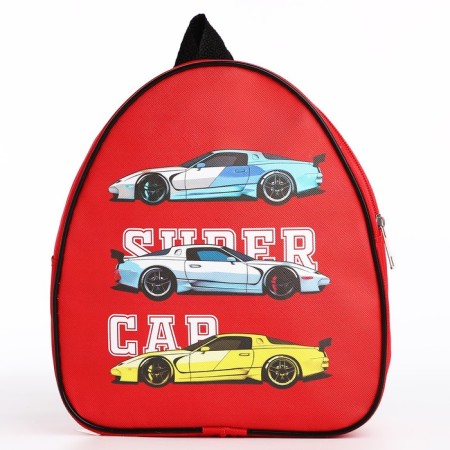 Baby backpack for the boy "Racing Machines", 23x20.5 cm, lightning department, red color-2