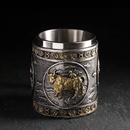 Bull stainless steel mug, 400 ml, silver color-1