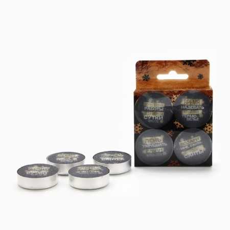 Tea New Year's candles "for the goddess", without aroma, set of 4 pcs, diam. 3.7 cm-1